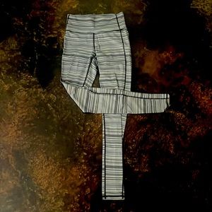 Athleta, gray and black striped leggings, XS